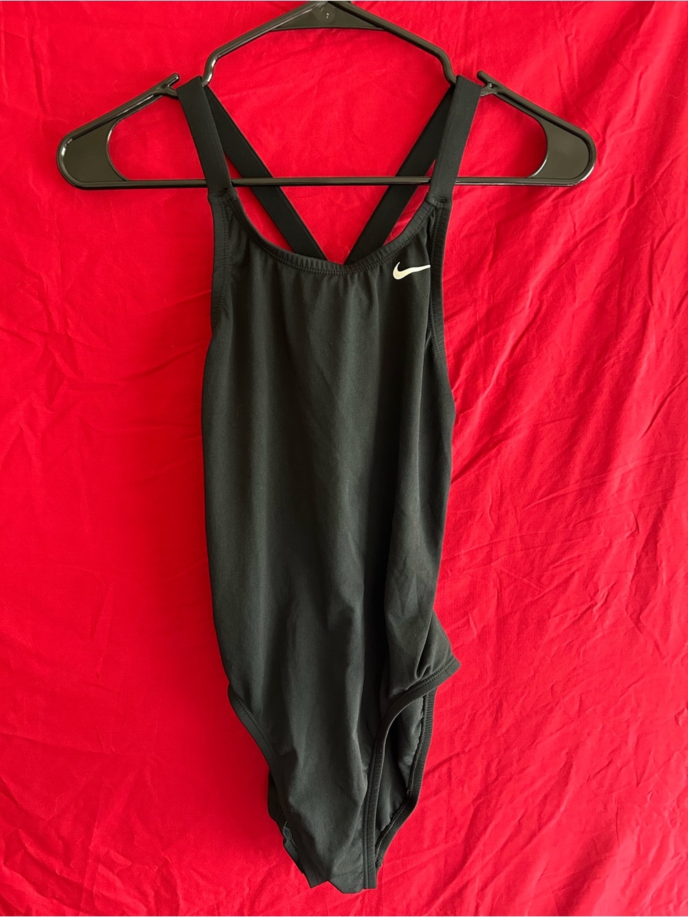 Nike Black One-Piece Swimsuit with signature White Swoosh Women’s 8